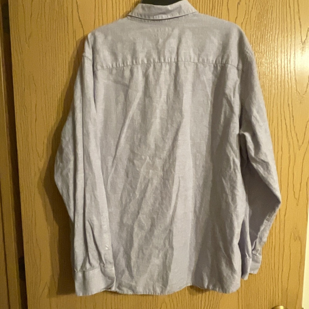 Marc Anthony Slim‎ Fit Luxury Collard Button Up Linen Shirt Purple Size 2XL - Picture 6 of 8